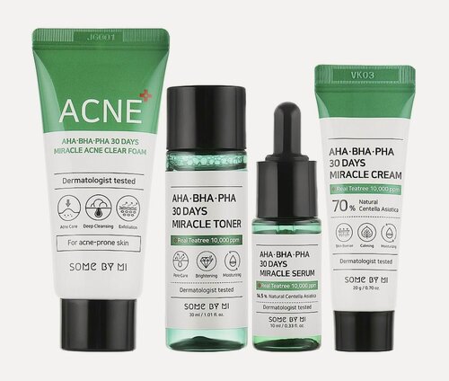 Изображение товара SOME BY MI Набор с кислотами для проблемной кожи (Тонер + Сыворотка + Крем для лица + Пенка)