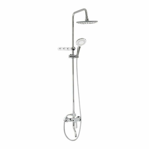 Смеситель стойка душевая CONSUL 4975 хром тропический душ с двумя лейками ручка с прорезью 7200₽