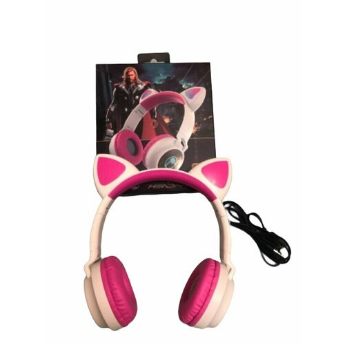Наушники беспроводные детские светящиеся с ушками супергероями розовые Bluetooth наушники 155000₽
