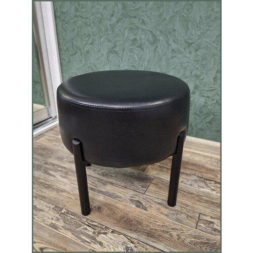 Пуфик для прихожей круглый мягкий для ног чёрный 34х34