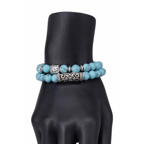 Набор браслетов голубой натуральный камень 7-55831 383₽