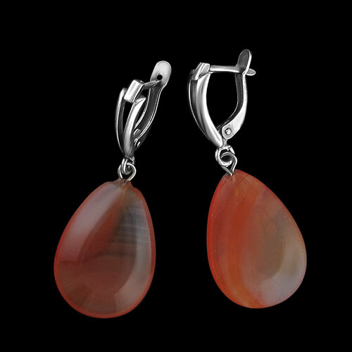 Серьги с подвесками Эстет сталь сердолик оранжевый 1280₽