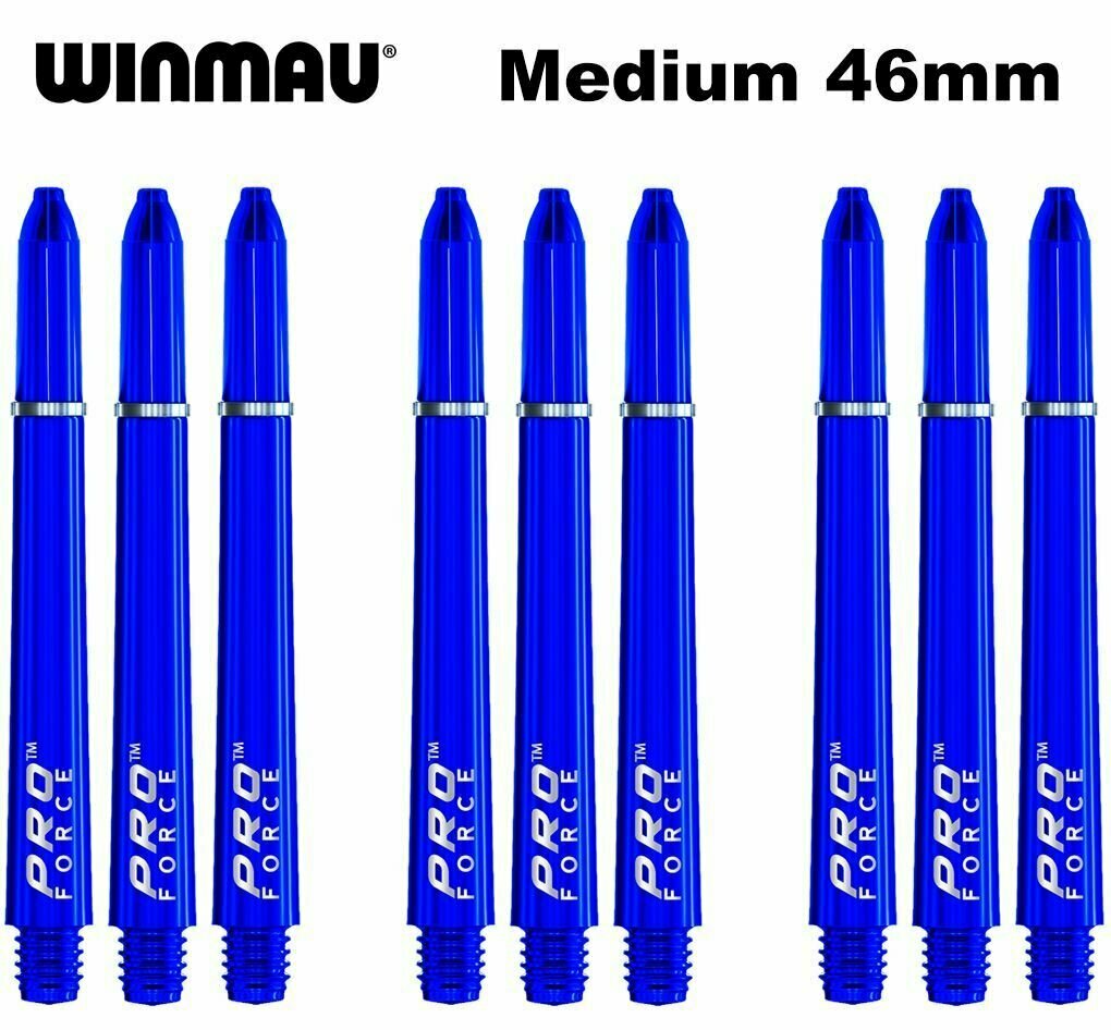 Хвостовики (9 шт) для дротиков Winmau Pro Force (Blue, Medium, 46mm)