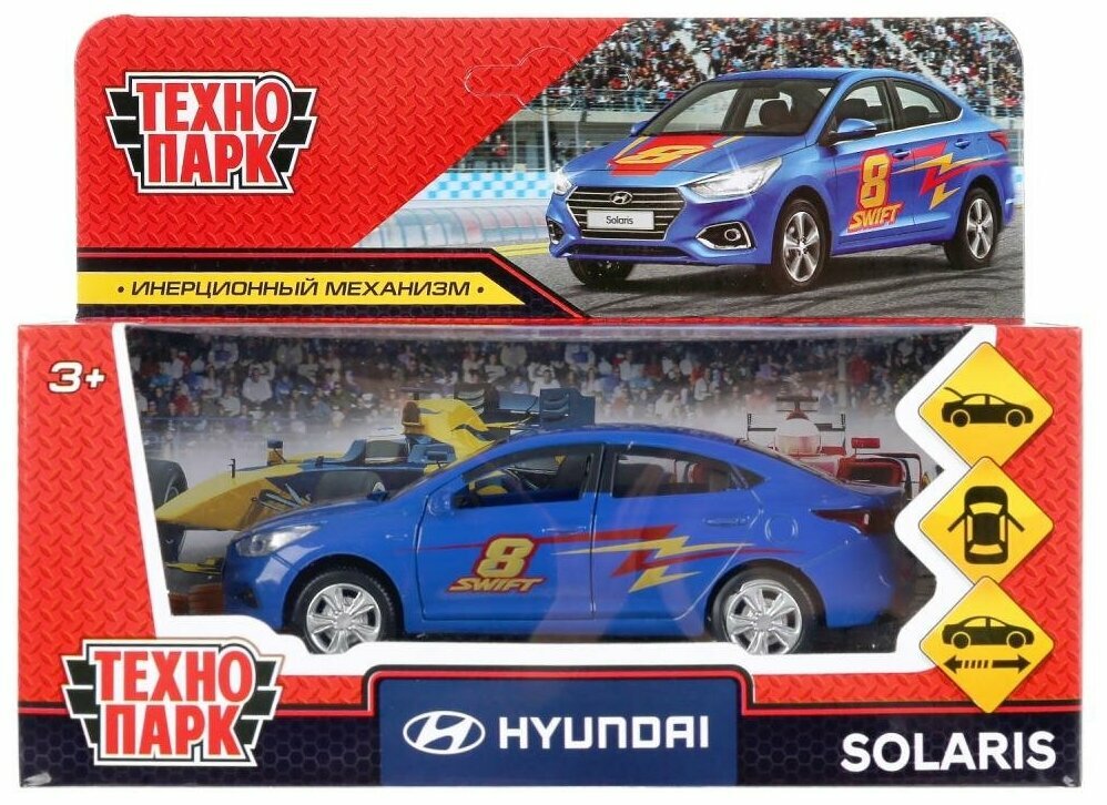 Машина металл hyundai solaris спорт 12 см, открываются двери, инерционная