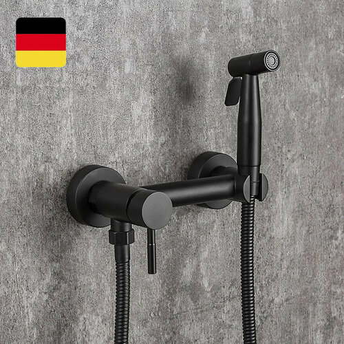 Cмеситель для биде с гигиеническим душем, нержавеющая сталь, черный, матовый