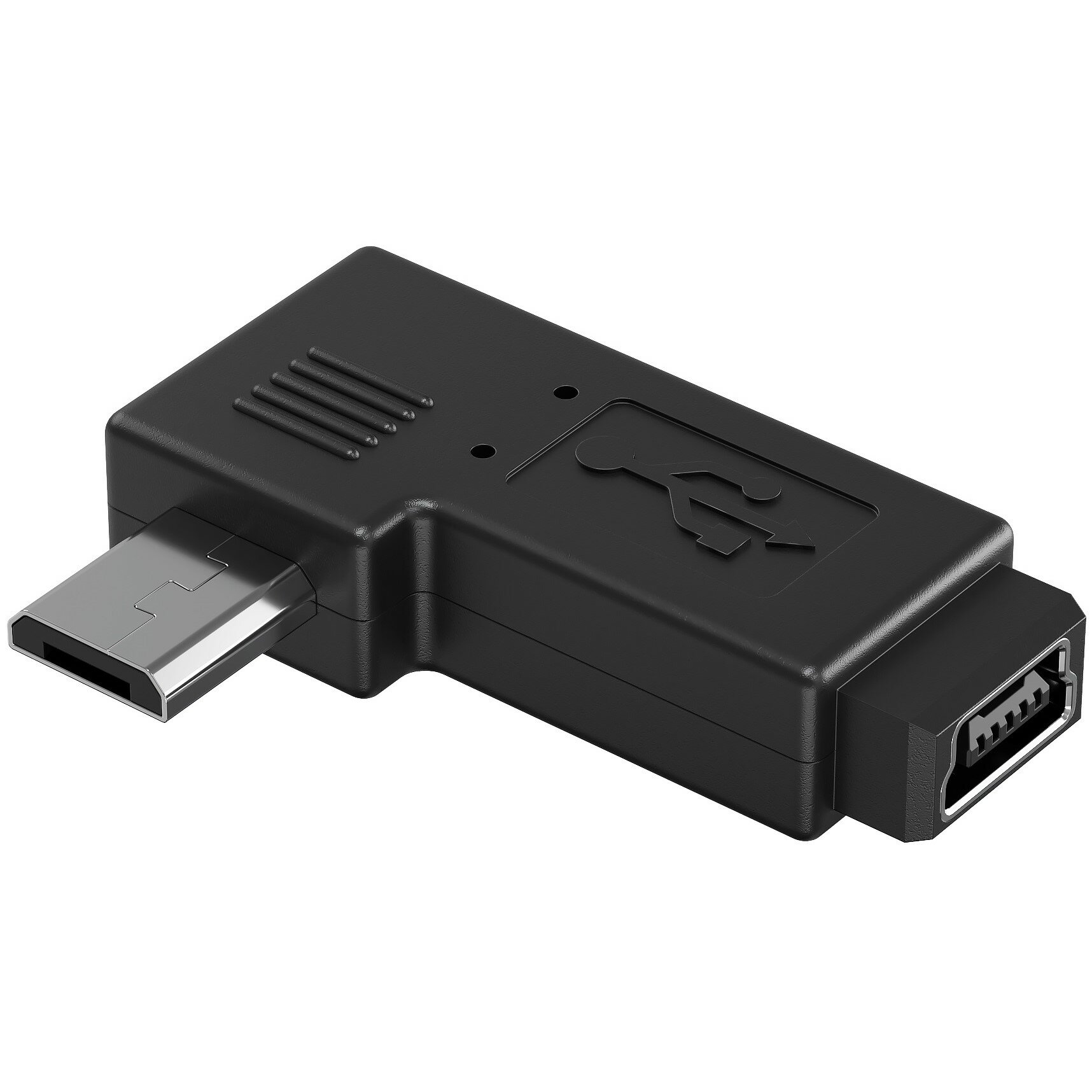 Адаптер переходник угловой GSMIN RT-81 micro-USB (M) - mini-USB (F) (Черный) — фото 1