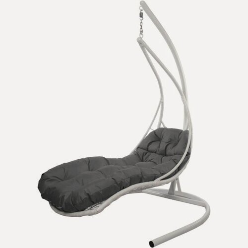 Изображение товара Подвесное кресло M-group лежачее, с ротангом белое, серая подушка