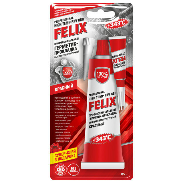 Герметик-прокладка FELIX (красн.) 85г Назначение: герметик-прокладка Цвет: red Объём. мл.: 102 EAN-13: 4606532007928 Тип: герметики