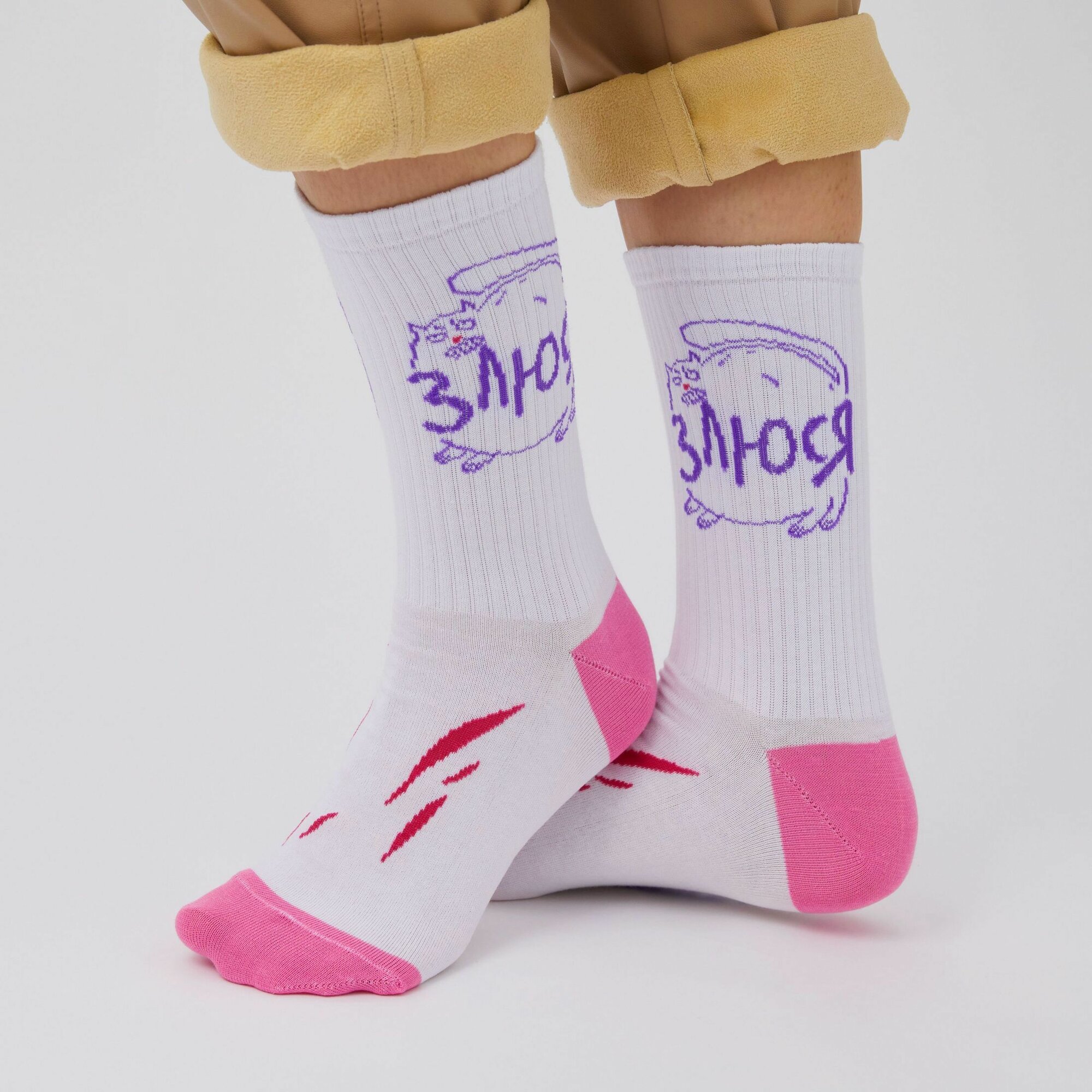 Носки спортивные с надписями St.Friday Socks - Злюся 34-37