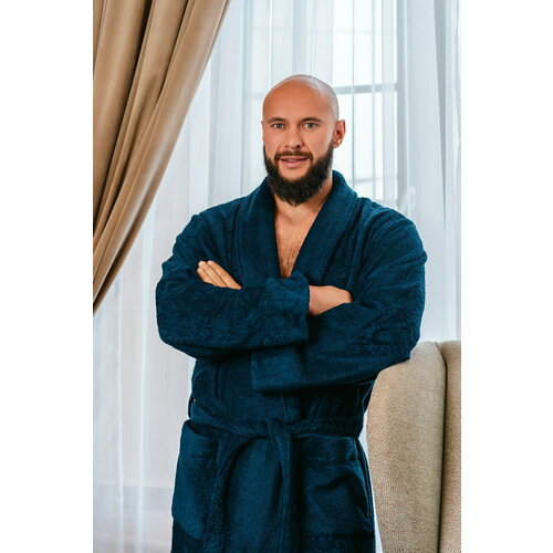 фото Халат bio-textiles, размер 48-50, темно-синий