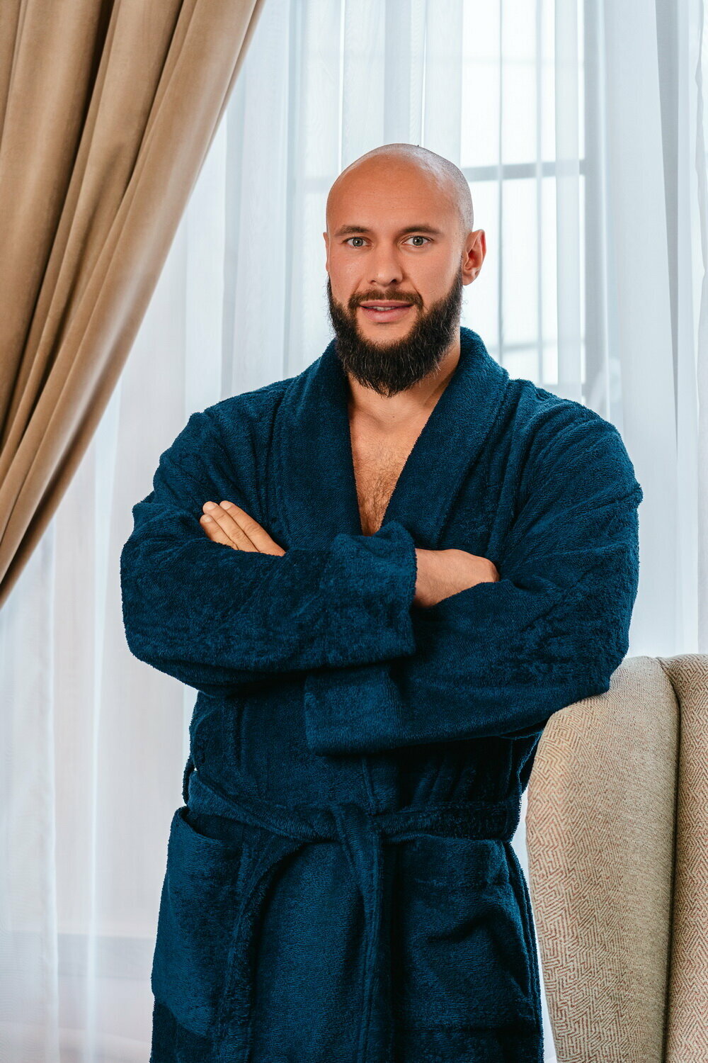 Халат BIO-TEXTILES размер 48-50 темно-синий