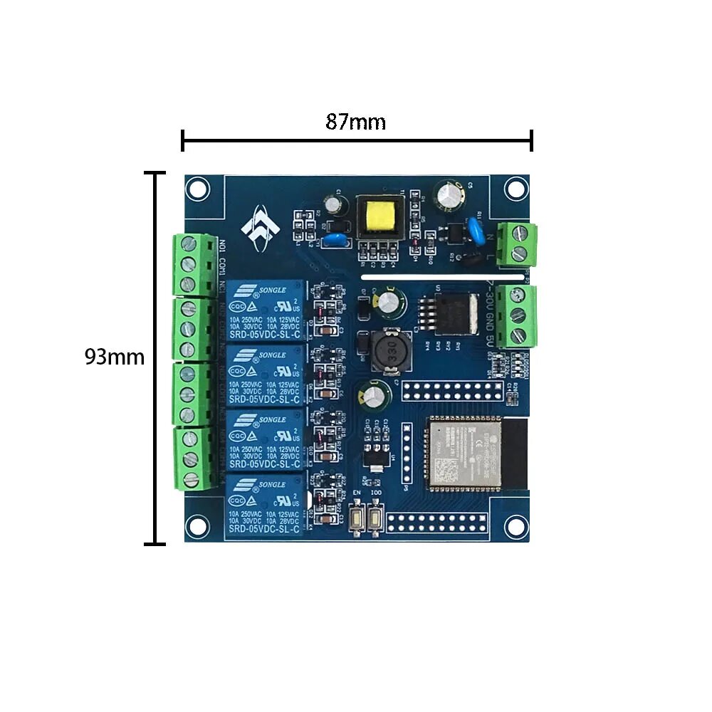 Блок питания ESP32-WROOM 4-канальный релейный модуль BMHM, 4 channel relay modu