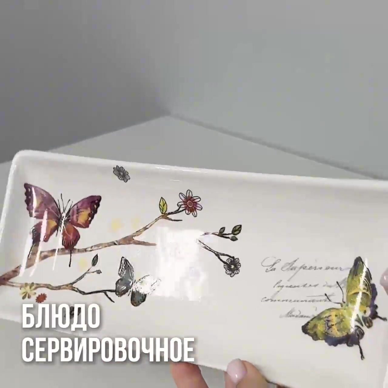 Блюдо сервировочное 28,2х14,5х3,5см Бабочки в саду LORAINE — фото 1