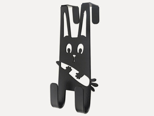 Изображение товара Крючок мебельный ноэз Зайка, двухрожковый, 2х8х4 см, черный матовый