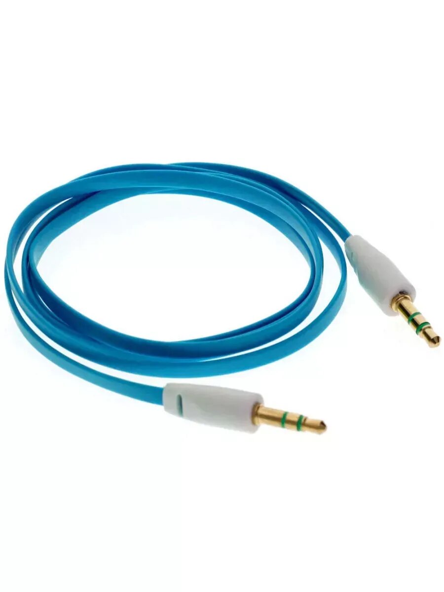 AUX кабель в машину mini jack 35 mm цвет голубой длина 1 метр