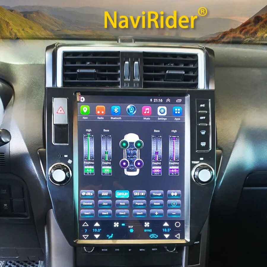 Мультимедийный видеоплеер 256 Гб ПЗУ экран Tesla Android 13 для Toyota Land Cruiser Prado 150 2010-2017 Lc150 автомобильное радио GPS стерео T500