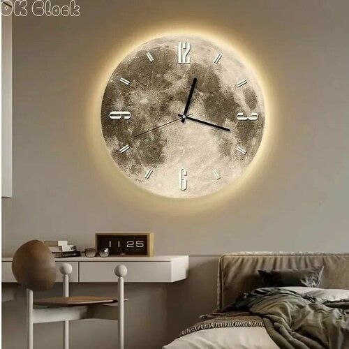 Настенные часы в форме луны светящиеся настенные часы 4831₽