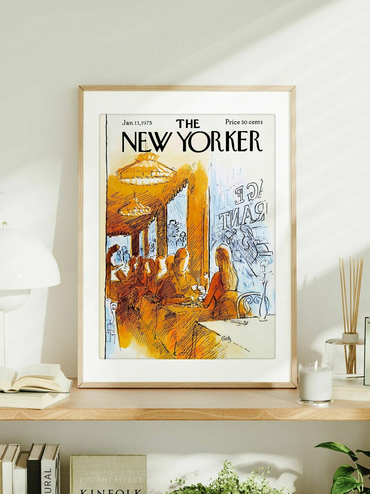 Постер Нью-Йоркер с обложкой "The New Yorker - Вечер в кафе - 13 января 1975 года" Артур Гетц формата А3 (42 x 30 см) без рамы