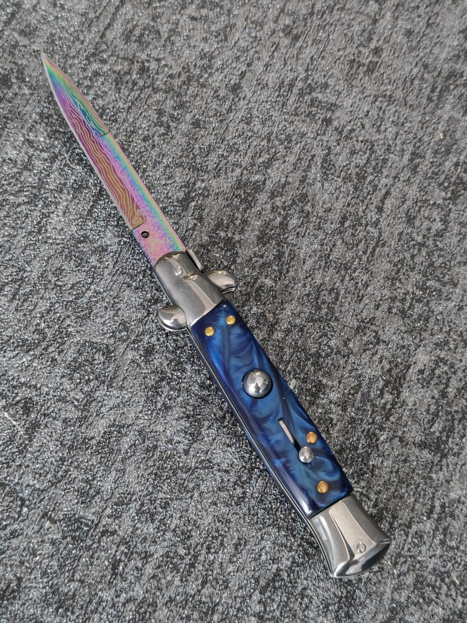 Нож складной, автоматический АКС-001 AKC Italy (синий хамелеон) 22 см