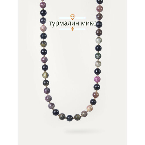 фото Колье bl jewelry, турмалин, длина 45 см, розовый, черный, зеленый