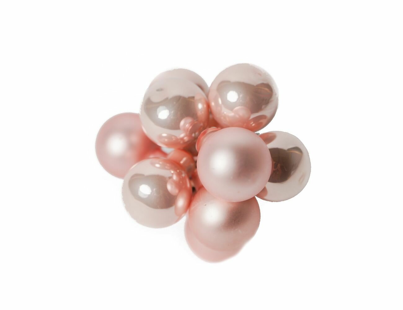 Гроздь миниатюрных стеклянных матовых и эмалевых шариков на проволоке 10 шаров по 20 мм цвет нежно-розовый Winter Deco 715113-1
