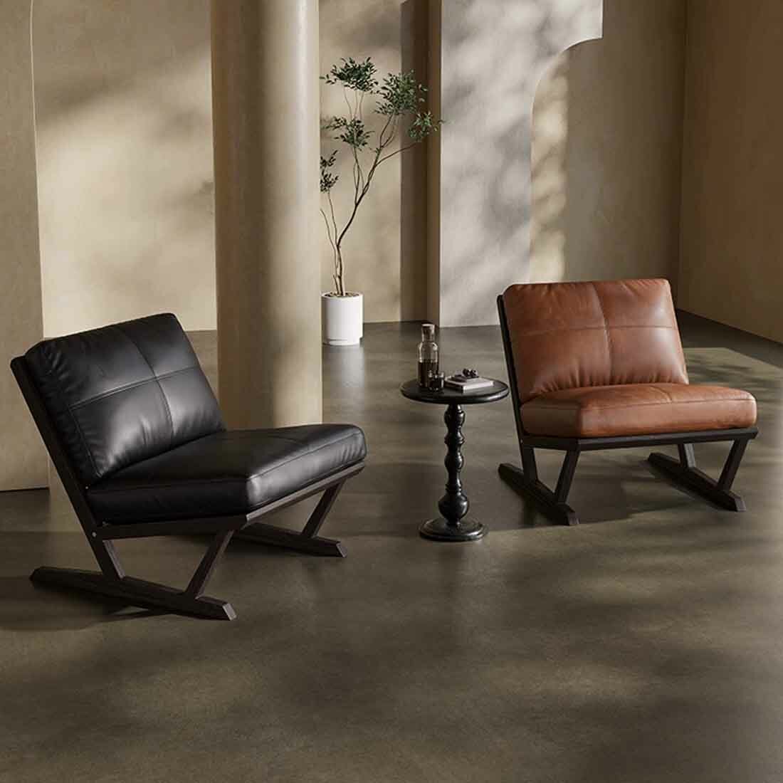 Дизайнерское кожаное кресло Bruce Chair без подлокотников (коричневый) — фото 1