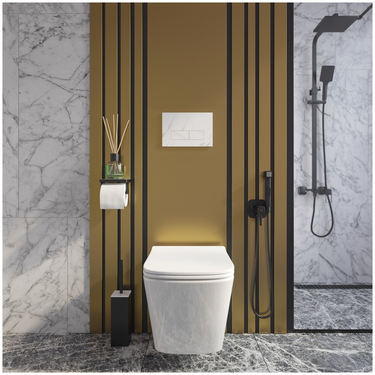 Клавиша смыва для инсталляции IDDIS On-X 001 универсальная цвет белый мрамор ONX01W0i77