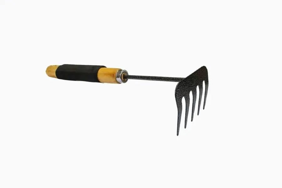 Мини грабли WMC TOOLS, 5 зубцов, деревянные, с мягкой накладкой, длина 30 см