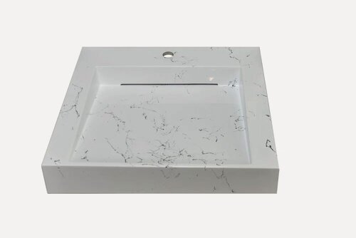 Изображение товара Раковина над стиральной машиной Stella Polar Берта SP-00001696 60 на кронштейнах, белая, глянцевая, раковина для ванной из искусственного мрамора, прямоугольная, с сифоном