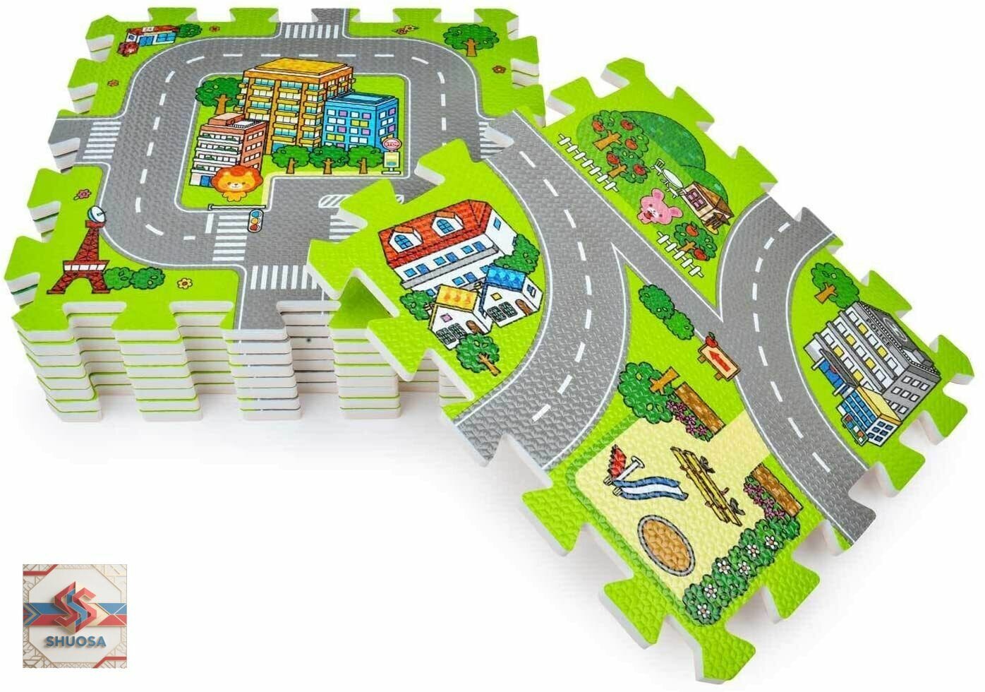 Детский коврик-пазл WellMat (Meitoku) с дорогами 