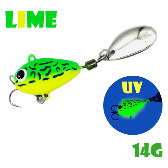 Блесна Тейл-Спиннер для рыбалки Uf-Studio Hurricane 14g #Gria Lime