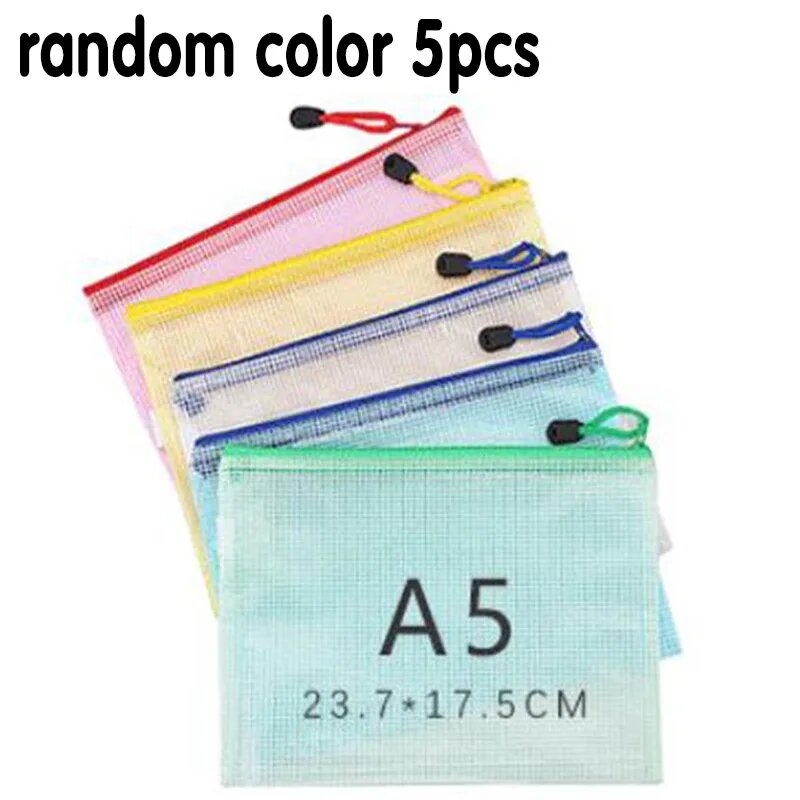 Папка-файл ПВХ с молнией 1-5 шт. A5-5Pcs