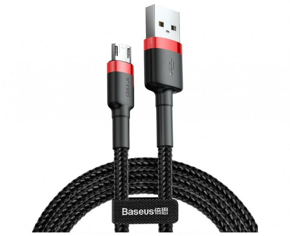 Кабель Baseus Cafule Cable USB - Micro USB 2.4 A 1 м цвет Черный/Красный (CAMKLF-B91)