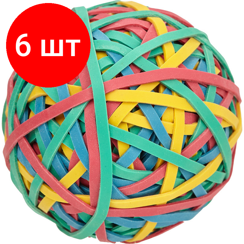 Комплект 6 упаковок, Резинка универсальная 113г диам.50 мм. Комус цвет ассорти