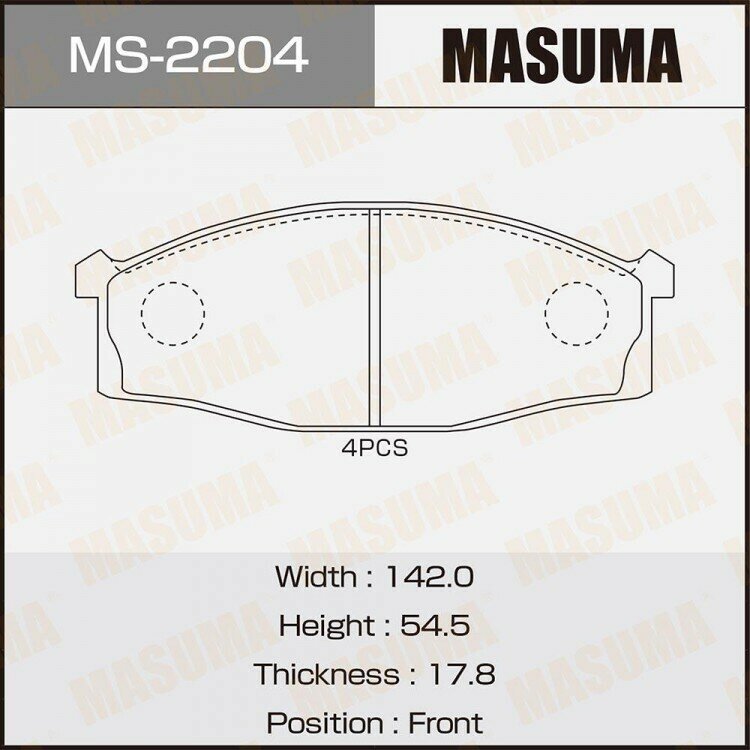 Колодки тормозные дисковые передние MASUMA MS-2204