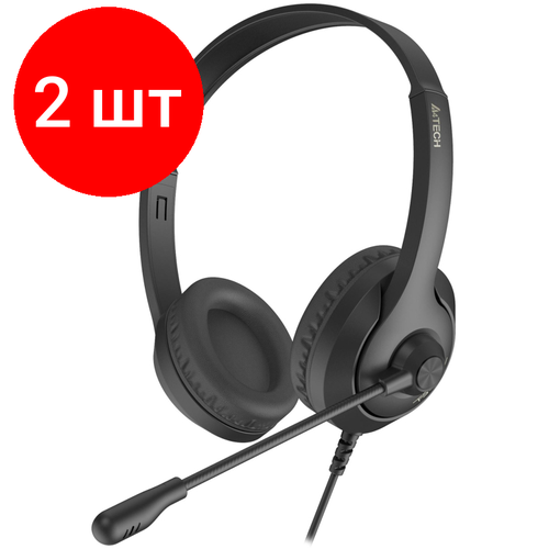 Комплект 2 штук, Гарнитура A4Tech Fstyler FH100 черный 2м накладные (FH100 (STONE BLACK)) гарнитура a4tech hs 28 для компьютера накладные проводные черный [hs 28 black grey ]