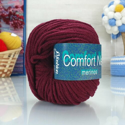 Пряжа Comfort New (Bertagna Filati), бордо - 2365, 70% меринос, 30% акрил, 2 мотка, 50 г, 65 м. джемпер next 48 размер