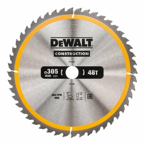 Пильный диск CONSTRUCT (305х30 мм; 48 ATB) DEWALT DT1959 пильный диск dewalt dt90250