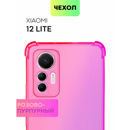фото Противоударный чехол broscorp на xiaomi 12 lite (сяоми 12 лайт), с усиленнными углами, розово-фиолетовый