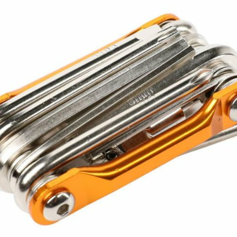 Мультитул велосипедный универсальный COMIRON TOOL 11в1, шестигранные крестовые плоские torx отвёртки, выжимка цепи, жёлтый /уп 100/ — фото 1