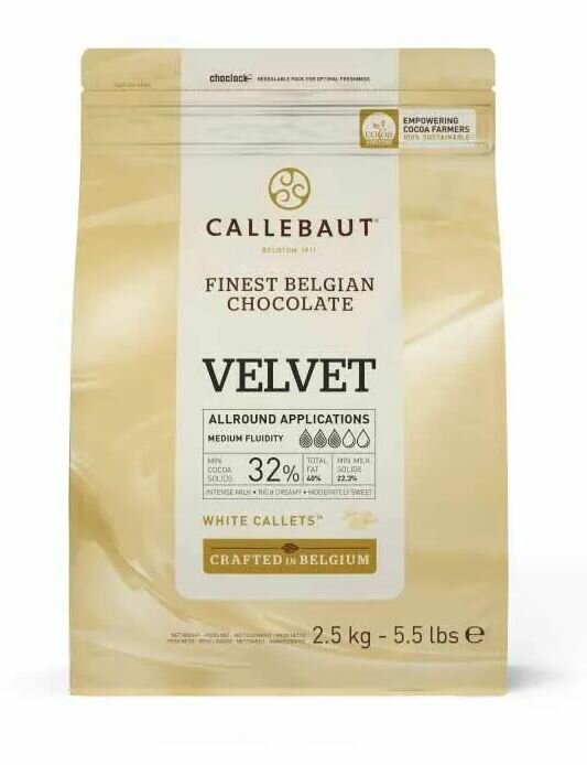 Callebaut Velvet Белый шоколад Каллеты 2,5 кг