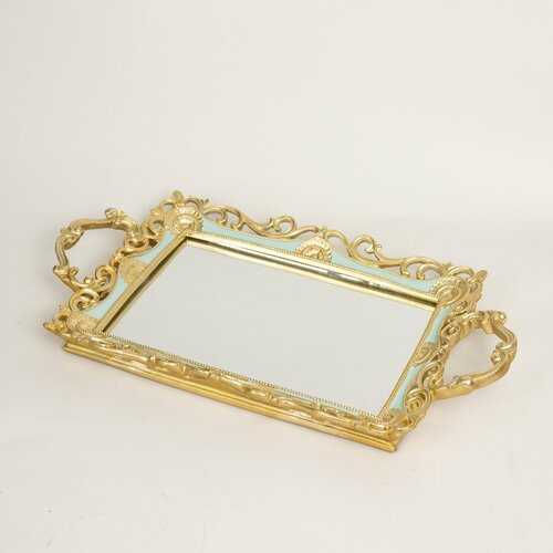 Поднос декоративный с зеркальной поверхностью, золотистый