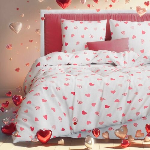 Комплект постельного белья 2-спальный с Евро простыней (2 нав. 70х70) Хлопок, Бязь Galtex Амур белый