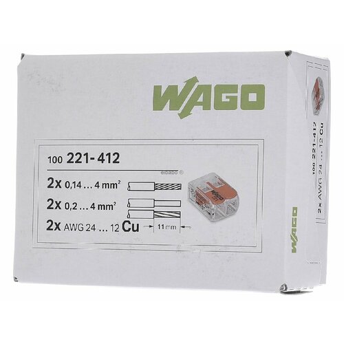 Компактная соединительная клемма 2-проводная на 4 мм² 221-412 – WAGO – 4050821808435