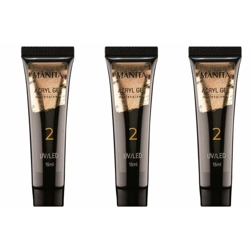 MANITA Акриловый гель для моделирования ногтей №02, 15 мл, 3 шт