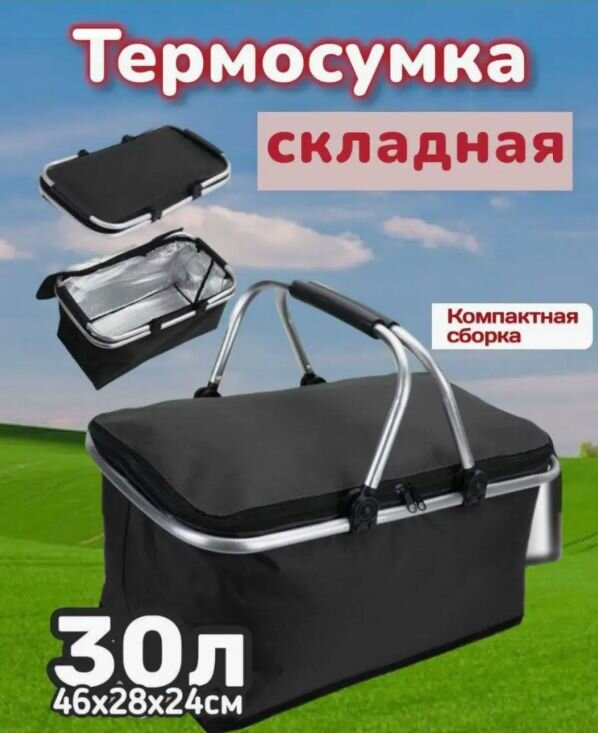 Термосумка W-02 складная 30 литров черный