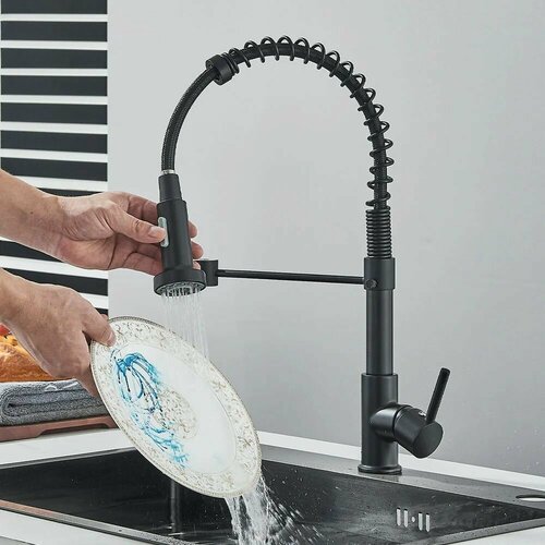 Кухонный кран с выдвижным изливом и гибким изливом для раковины 3086₽