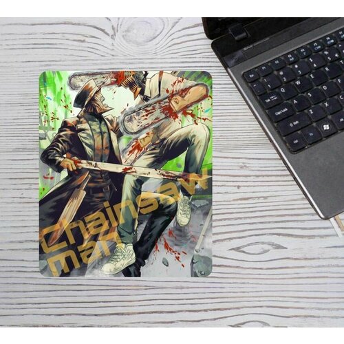 Коврик для мыши вертикальный Человек-бензопила №18