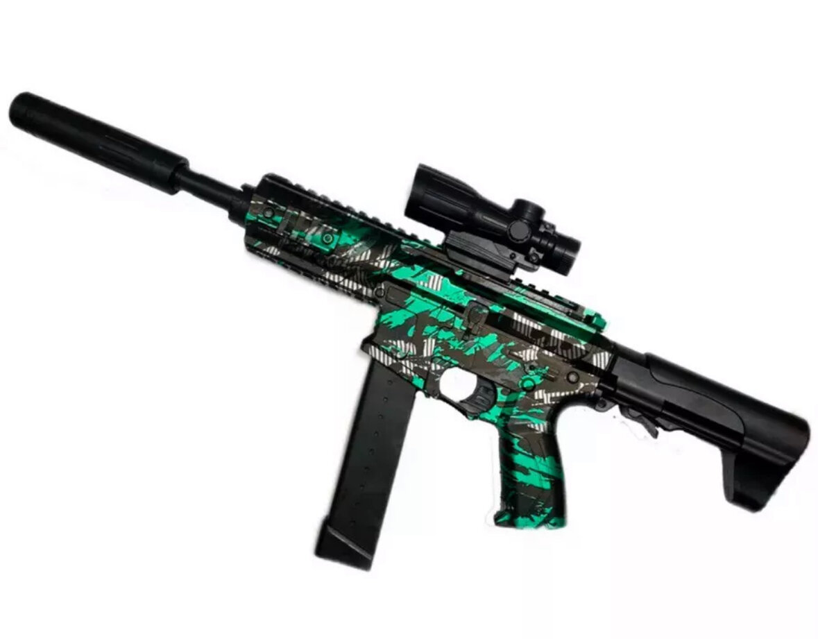 Игрушечное оружие автомат /Снайперский бластер на орбизе/ Пневматическая винтовка на аккумуляторе с автоматическим режимом стрельбы, зеленый