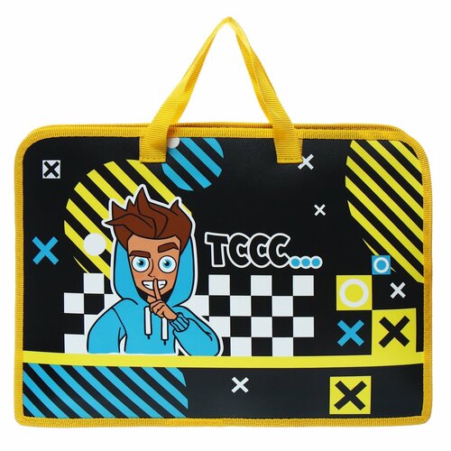 Папка с ручками А4, 340 х 245 х 35 мм, пластиковая, молния вокруг, Hatber 